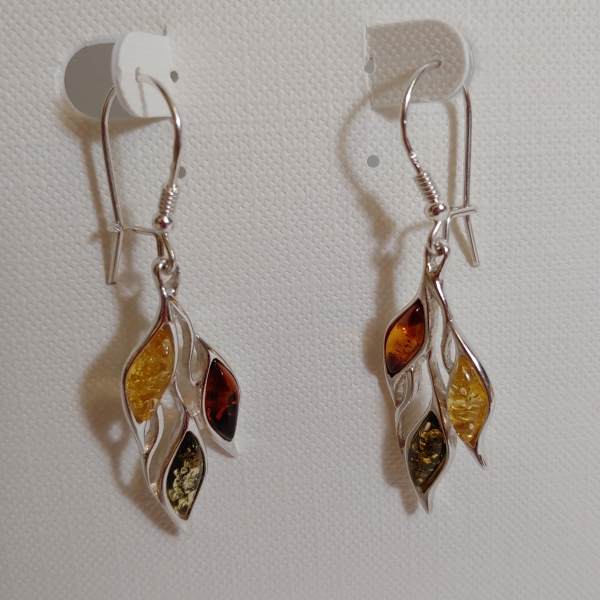Click to view detail for HWG-140 Earrings Leaf Yellow, Amber, Green $47